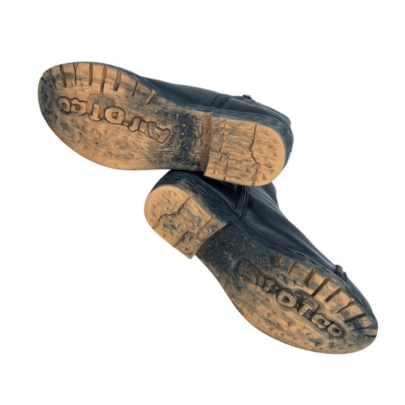 Socofy Floral Dimensional Black Leather Ankle Boots Size 41 - Picture 11 of 16